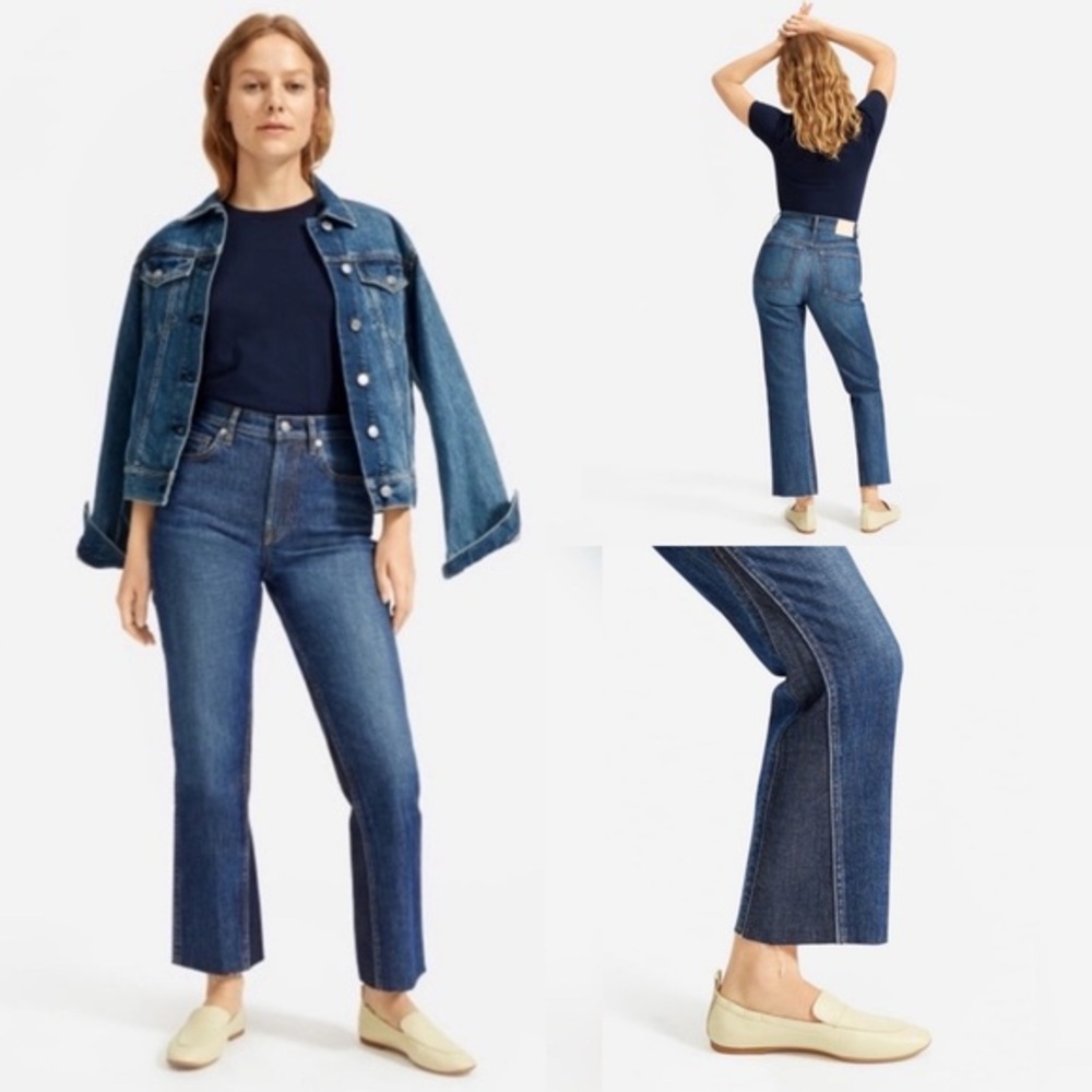 Everlane Cheeky Bootcut Jean 28 Regular‎ Two Tone Denim Asymmetrical Hem